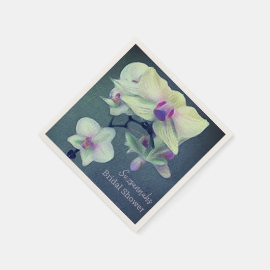 Orchid auf Blue Custom Brautparty Serviette (Ecke)