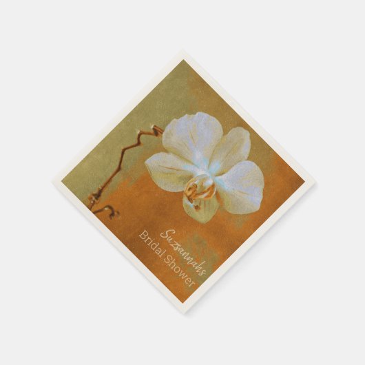 Orchid auf Orange Textur Custom Brautparty Serviette (Ecke)