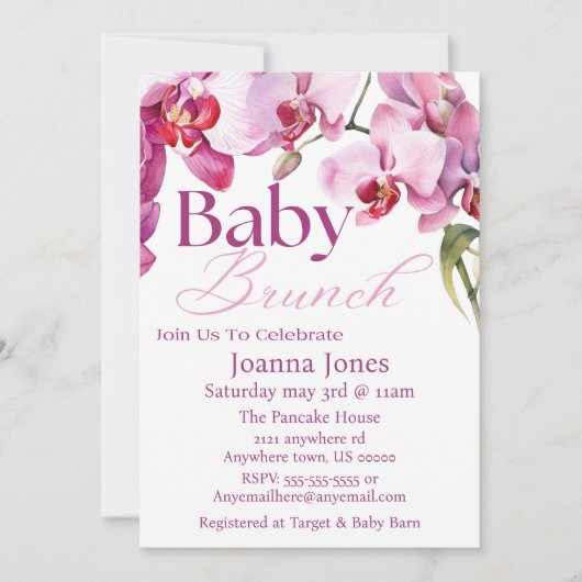 Orchid Baby Brunch/Baby Dusche Einladungskarten (Vorderseite)