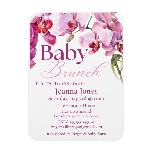 Orchid Baby Brunch/Baby Shower Einladungskarte Magnet (Vertikal)