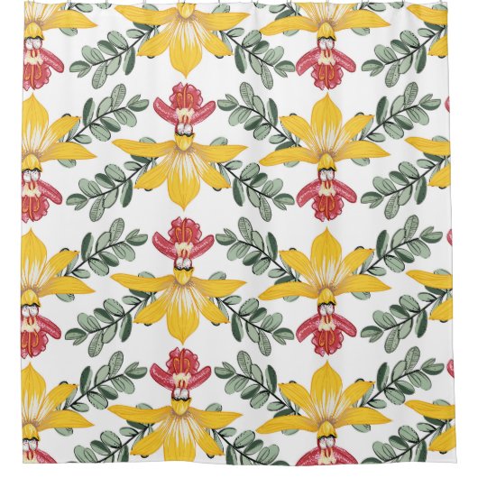 Orchid Beauty: Blumenmuster Eleganz. Duschvorhang (Vorderseite)