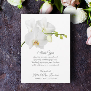 Orchid Beerdigung Feier des Lebens Dankeschön Kart Einladung