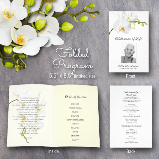 Orchid Beerdigung Programm Feier des Lebens Flyer