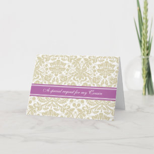 Orchid Beige Damask Cousin Bridesmaid Einladung