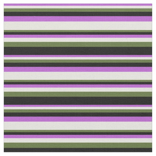 Orchid, Beige, Dunkelolive Green & Black Muster Stoff (Nahaufnahme)