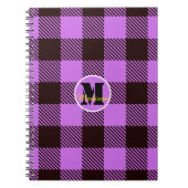 Orchid Black Kariert Tartan Monogram Script Name Notizblock (Vorderseite)