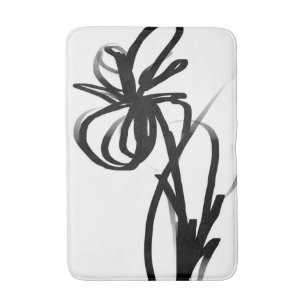 Orchid Blanc: Abstrakt weiß und schwarz Badematte