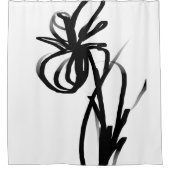 Orchid Blanc: Abstrakt weiß und schwarz Duschvorhang (Vorderseite)