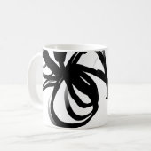 Orchid Blanc: Abstrakt weiß und schwarz Kaffeetasse (Vorderseite Links)