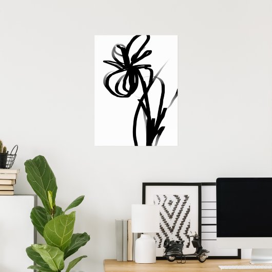 Orchid Blanc: Abstrakt weiß und schwarz Poster (Heimbüro)