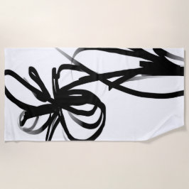 Orchid Blanc: Abstrakt weiß und schwarz Strandtuch