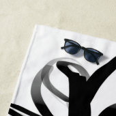 Orchid Blanc: Abstrakt weiß und schwarz Strandtuch (Beispiel)
