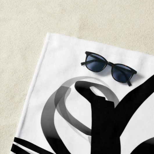 Orchid Blanc: Abstrakt weiß und schwarz Strandtuch (Beispiel)