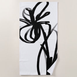 Orchid Blanc: Abstrakt weiß und schwarz Strandtuch