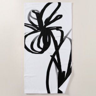Orchid Blanc: Abstrakt weiß und schwarz Strandtuch