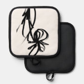 Orchid Blanc: Abstrakt weiß und schwarz Topflappen (Vorderseite/Rückseite)