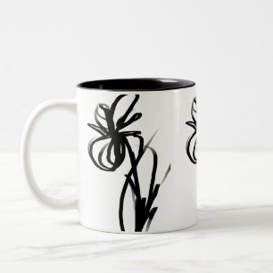 Orchid Blanc: Abstrakt weiß und schwarz Zweifarbige Tasse