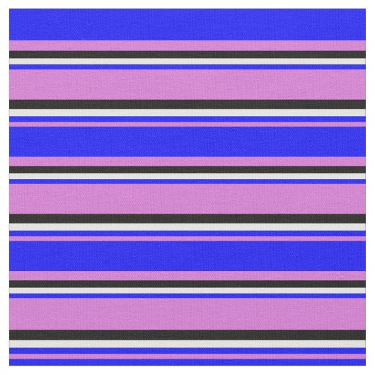 Orchid, Blau, Minzcreme und Schwarz Muster Stoff (Nahaufnahme)
