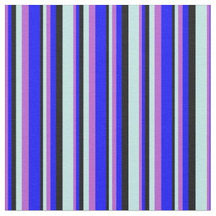 Orchid, Blau, Schwarz und Türkis farbene Linien Stoff