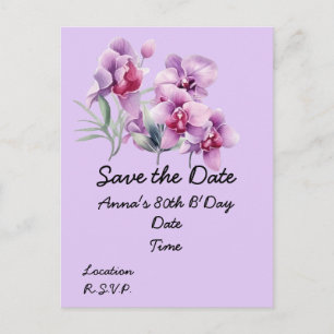 Orchid Blume 80. Geburtstag Save the Date Postkart Postkarte