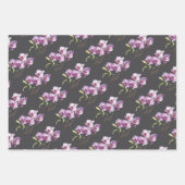 Orchid Blume Aquarell lila grau exotische Blüte Geschenkpapier Set (Vorderseite)