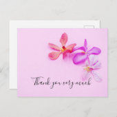 Orchid-Blume auf rosa Hintergrund Danke-Karte Postkarte (Vorne/Hinten)