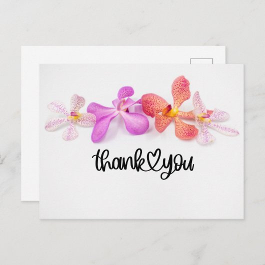 Orchid-Blume auf weißem Hintergrund Danke-Karte Postkarte (Vorne/Hinten)