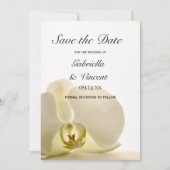 Orchid-Blume auf White Wedding Save the Date (Vorderseite)