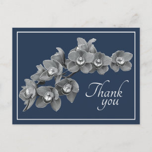 Orchid Blume Black/White Navy Hintergrund Vielen D Postkarte