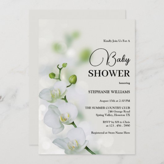 Orchid Blume Blossoms Kinderdusche Einladung (Vorne/Hinten)