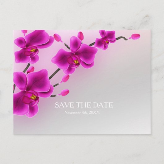 Orchid Blume Elegant Save the Date Ankündigungspostkarte (Vorderseite)