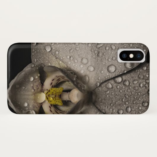 Orchid Blume grau schwarz elegant Case-Mate iPhone Hülle (Rückseite (Horizontal))