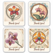 Orchid Blume Groovy Retro Personalisiert Aufkleber (Vorderseite)
