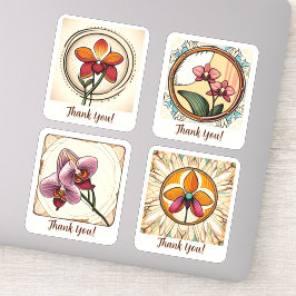 Orchid Blume Groovy Retro Personalisiert Aufkleber