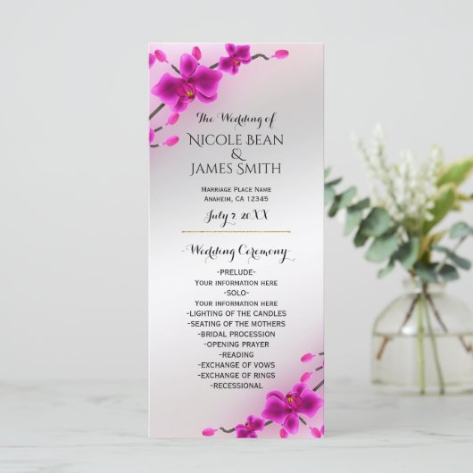 Orchid Blume Hochzeitsprogramm für Flora und Fauna Programm (Stehend Vorderseite)