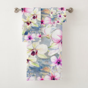 Orchid Blume Lila Hawaiian Bath Handtuch Set