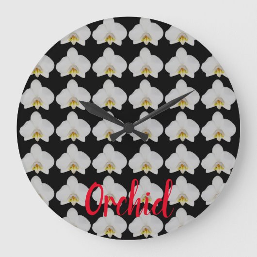 Orchid Blume Muster für Gärtner und Blüten Große Wanduhr (Vorderseite)