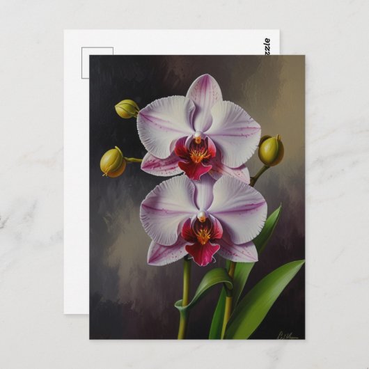 Orchid-Blume Ölgemälde Postkarte (Vorne/Hinten)