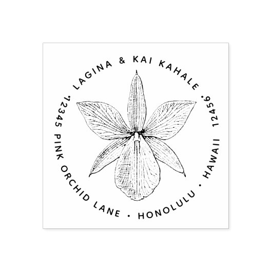Orchid Blume Rücksendeadresse Hawaii Botanisch Gummistempel (Prägung)