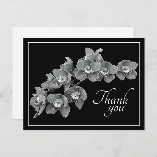 Orchid Blume Schwarz/Weiß Hintergrund Vielen Dank Postkarte (Vorne/Hinten)