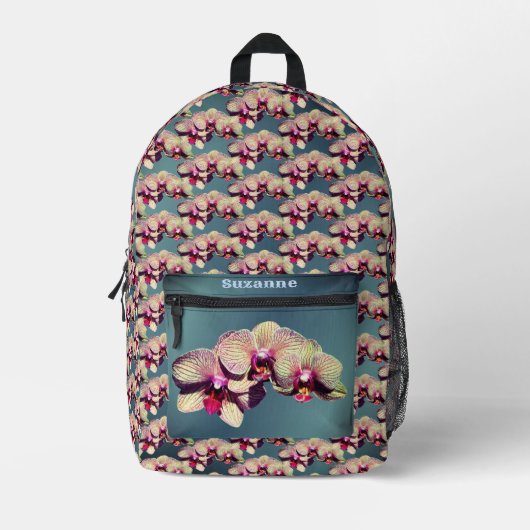Orchid Blume Trio Personalisiert Bedruckter Rucksack (Vorderseite)