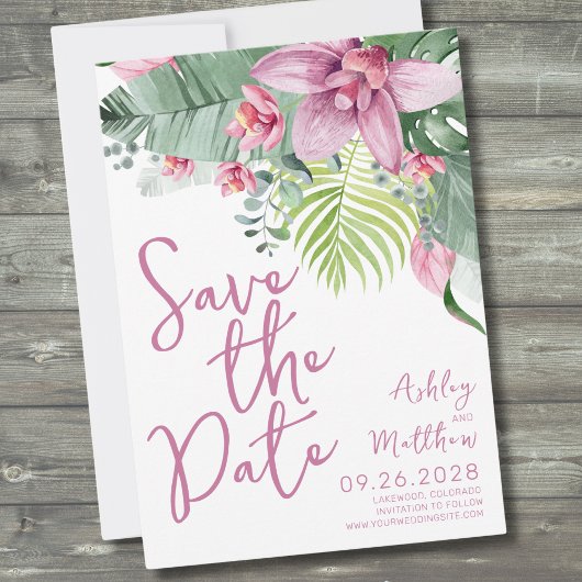 Orchid Blume Tropical Wedding Save The Date