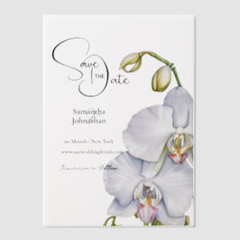 Orchid Blume, weiße Blätter Save the Date Pergament Einladungen