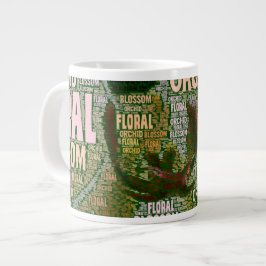 Orchid Blumenblussel über grüne Word-Wolke Jumbo-Tasse