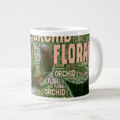 Orchid Blumenblussel über grüne Word-Wolke Jumbo-Tasse (Vorderseite Rechts)