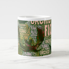 Orchid Blumenblussel über grüne Word-Wolke Jumbo-Tasse