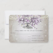 Orchid Blush Lavender Heart Leaf Tree Wedding RSVP (Vorderseite)