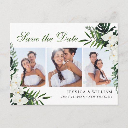 Orchid Bohemisch Floral Wedding Save the Date FOTO Postkarte (Vorderseite)