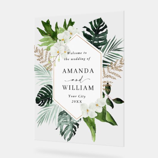 Orchid Bohemisch Greenery WEDDING Empfang Acrylschild (Winkel)