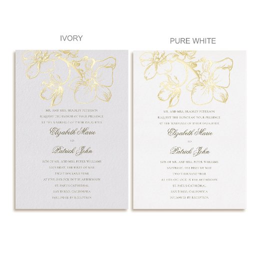 Orchid Charm Formal Classic Heirloom Ivory Wedding Folieneinladung